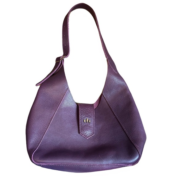 Portland Leather Flora Shoulder Bag in Plum - Picture 2 of 5